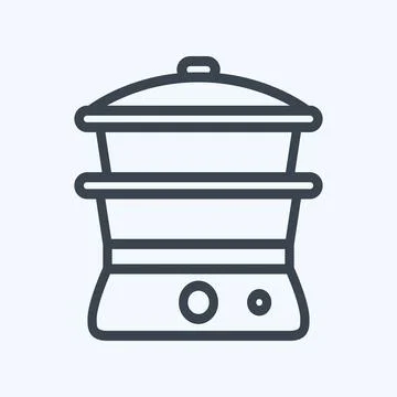 Icon Steamer - Line Style - Simple illustration,Editable stroke Stock Illustration