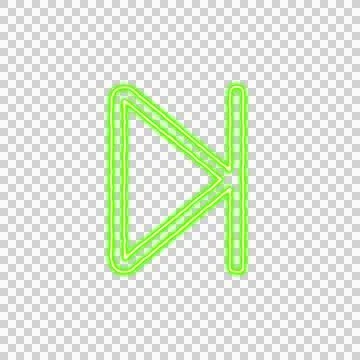 Icon step forward from the flow of energy of green color. Shimmering neon Stock Illustration
