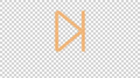 Icon step forward is made of yellow grains of sand. Some grains of sand fall Stock Illustration