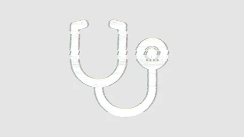 Icon stethoscope is distorted. Glitch. Noise, chromatic aberration, geometric Stock Footage 304648628