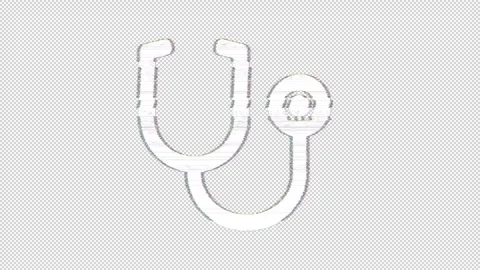 Icon stethoscope is distorted. Glitch. Noise, chromatic aberration, geometric Stock Footage 304649083