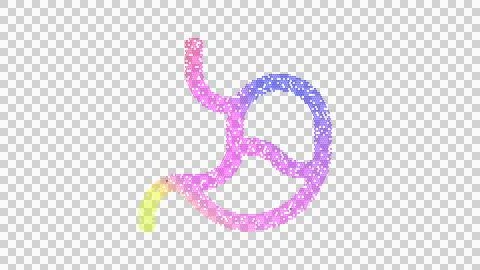 Icon stomach is made up of LED square shapes. There are bright diodes and there Stock Illustration