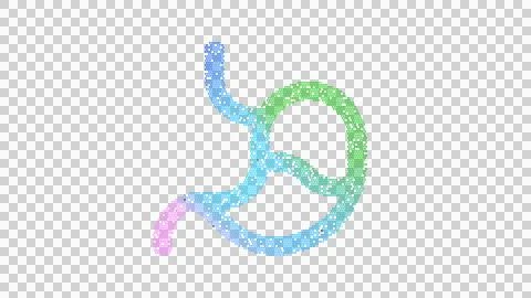 Icon stomach is made up of LED square shapes. There are bright diodes and there Stock Illustration