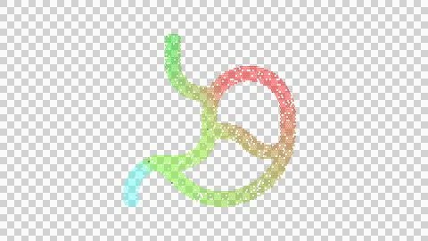 Icon stomach is made up of LED square shapes. There are bright diodes and there Stock Illustration