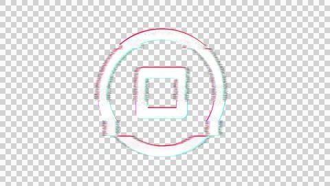 Icon stop circle is distorted. Glitch. Noise, chromatic aberration, geometric Stock Illustration