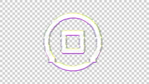 Icon stop circle is distorted. Glitch. Noise, chromatic aberration, geometric Stock Illustration