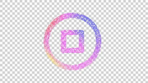 Icon stop circle is made up of LED square shapes. There are bright diodes and Illustrazione stock