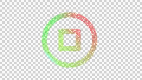 Icon stop circle is made up of LED square shapes. There are bright diodes and Illustrazione stock