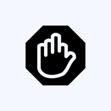 Icon Stop Hand. suitable for building symbol. glyph style. simple design edit Ilustración de archivo