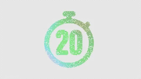 Icon stopwatch 20 is made up of LED square shapes that shimmer and flicker. Video stock 290567853