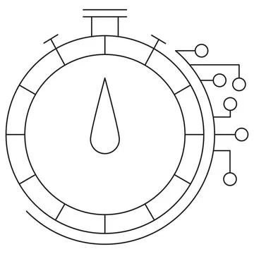 Icon of a stopwatch with electronic circuit elements Illustrazione stock