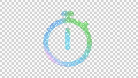 Icon stopwatch is made up of LED square shapes. There are bright diodes and Illustrazione stock