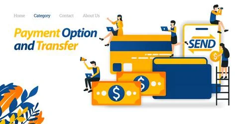 Icon Storage, Transfer and Payment Options with Money, Wallets, Credit Cards  Stock Illustration