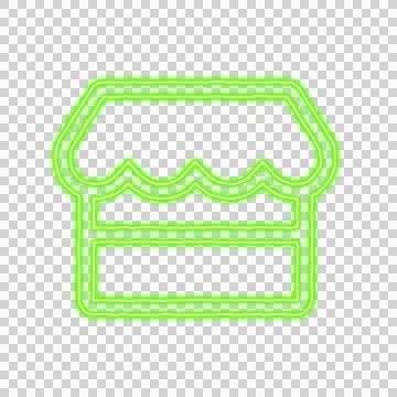 Icon store from the flow of energy of green color. Shimmering neon Ilustración de archivo