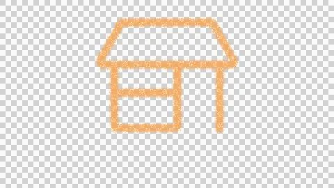 Icon store is made of yellow grains of sand. Some grains of sand fall down. Ilustración de archivo