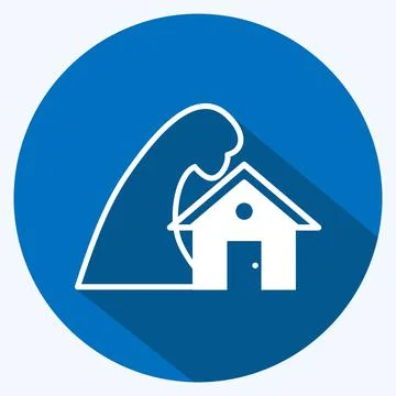 Icon Storm Hitting House. suitable for disasters symbol. long shadow style. s Stock Illustration
