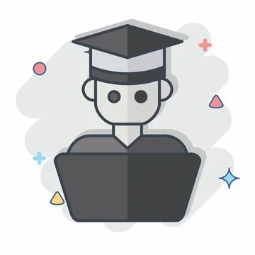 Icon Student Work. related to Learning symbol. comic style. simple design i.. Stock Illustration