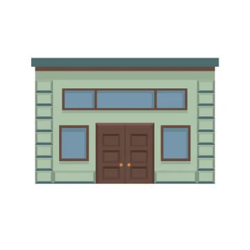 Icon of a stylish building facade with a large wooden door Ilustración de archivo