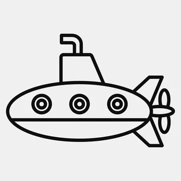 Icon submarine. Transportation elements. Icons in line style. Good for prin.. Illustrazione stock