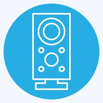 Icon Subwoofer. suitable for Computer Components symbol. blue eyes style. sim Illustrazione stock