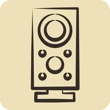 Icon Subwoofer. suitable for Computer Components symbol. hand drawn style. .. Stock Illustration