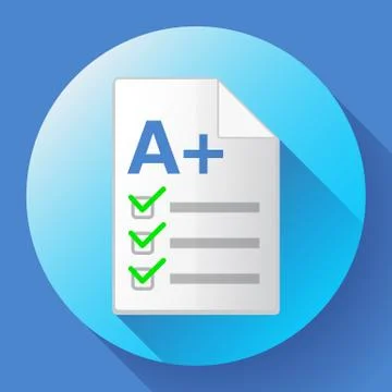 Icon of successful test result a plus Stock Illustration