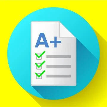 Icon of successful test result a plus Stock Illustration