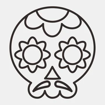 Icon sugar skull. Day of the dead celebration elements. Icons in line style.. Stock Illustration