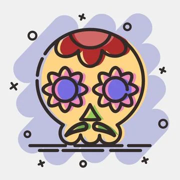 Icon sugar skull. Day of the dead celebration elements. Icons in comic styl.. Illustrazione stock