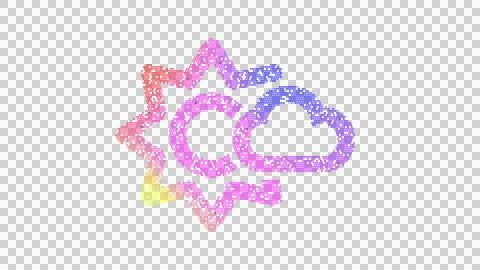 Icon sun cloud is made up of LED square shapes. There are bright diodes and Stock Illustration