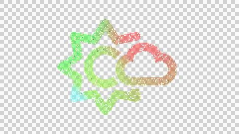 Icon sun cloud is made up of LED square shapes. There are bright diodes and Stock Illustration