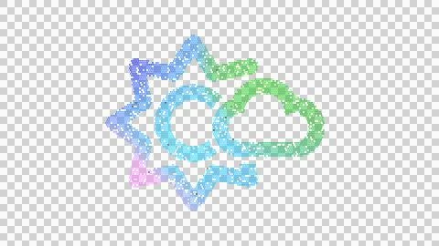 Icon sun cloud is made up of LED square shapes. There are bright diodes and Stock Illustration