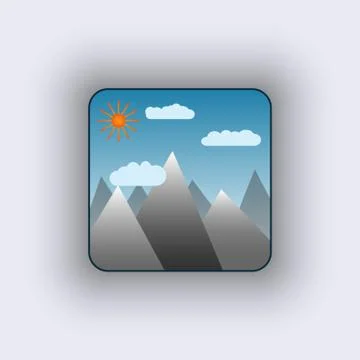 Icon with sun in mountains Stock Illustration