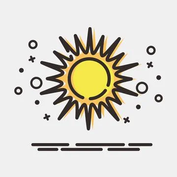Icon sunny. Weather elements symbol. Icons in MBE style. Good for prints, w.. Stock-Illustration