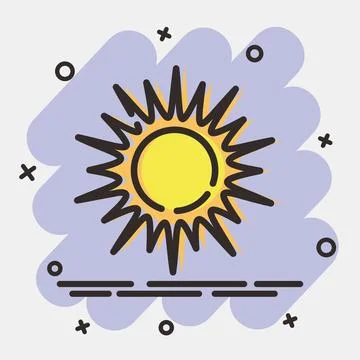 Icon sunny. Weather elements symbol. Icons in comic style. Good for prints,.. イラスト素材