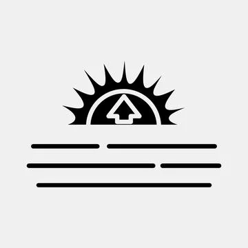 Icon sunrise. Weather elements symbol. Icons in glyph style. Good for print.. Illustrazione stock