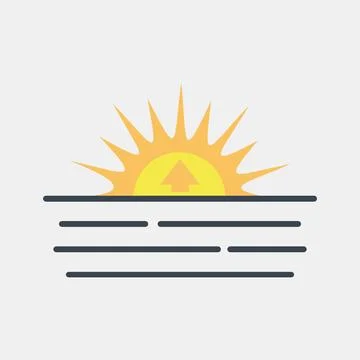 Icon sunrise. Weather elements symbol. Icons in flat style. Good for prints.. Stock Illustration