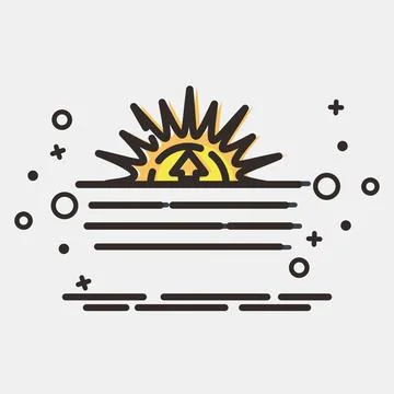 Icon sunrise. Weather elements symbol. Icons in MBE style. Good for prints,.. Illustrazione stock