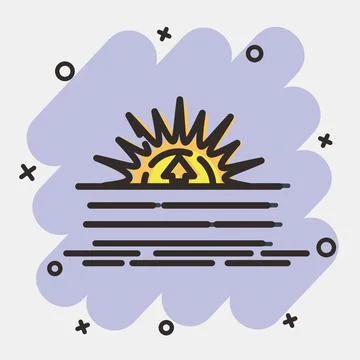 Icon sunrise. Weather elements symbol. Icons in comic style. Good for print.. Stock-Illustration
