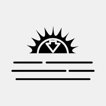 Icon sunset. Weather elements symbol. Icons in glyph style. Good for prints.. イラスト素材