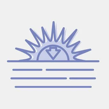 Icon sunset. Weather elements symbol. Icons in two tone style. Good for pri.. イラスト素材
