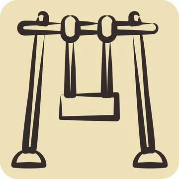Icon Swing. suitable for City Park symbol. hand drawn style. simple design .. Stock Illustration