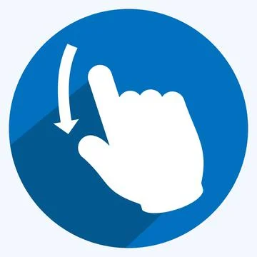 Icon Swipe Down - Long Shadow Style - Simple illustration,Editable stroke Stock Illustration