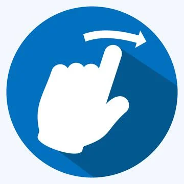 Icon Swipe Right - Long Shadow Style - Simple illustration,Editable stroke Stock Illustration