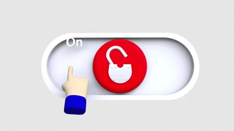 On Off Icon switch slide lock buttons toggle concept 3d loop animation vide.. 動画素材 303142964