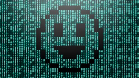 Icon symbol of expression or concept created on binary 1-0 matrix code Stock Footage 321416320