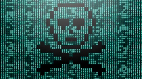 Icon symbol of expression or concept created on binary 1-0 matrix code Video stock 321416322