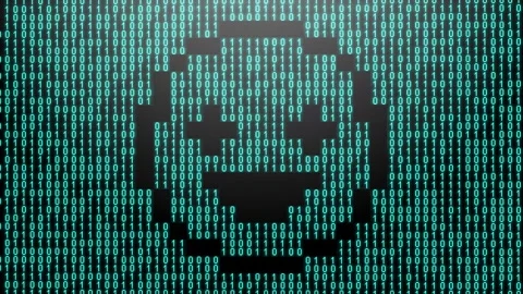 Icon symbol of expression or concept created on binary 1-0 matrix code Stock Footage 321416380