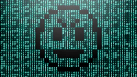 Icon symbol of expression or concept created on binary 1-0 matrix code Stock Footage 321416383