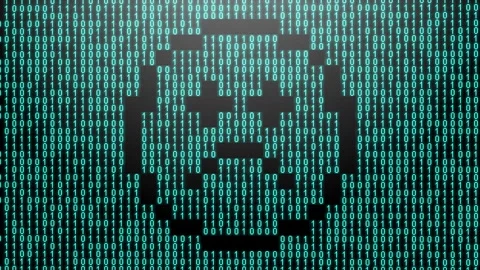 Icon symbol of expression or concept created on binary 1-0 matrix code Stock Footage 321416407